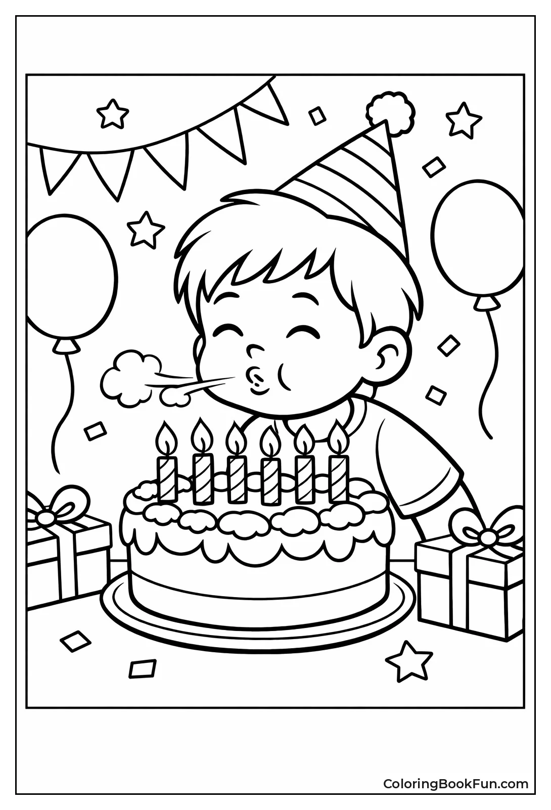 Child Blows Out Cake Candles
