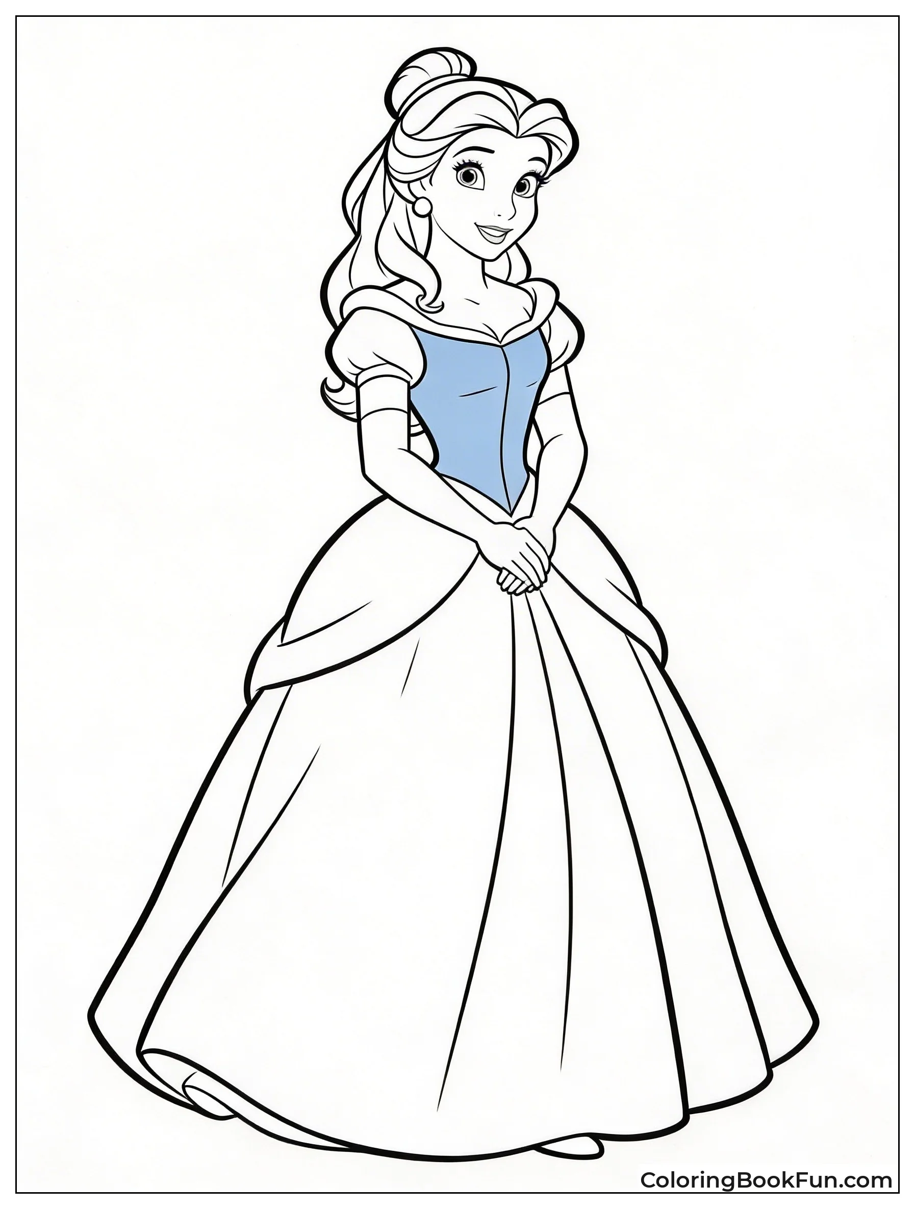 Belle Stands in Blue Dress