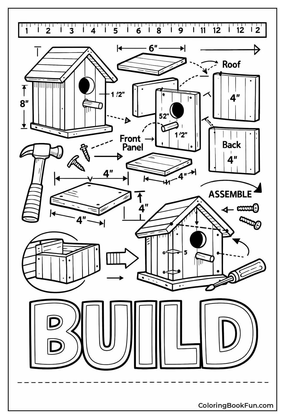 Birdhouse Blueprint Measures Build