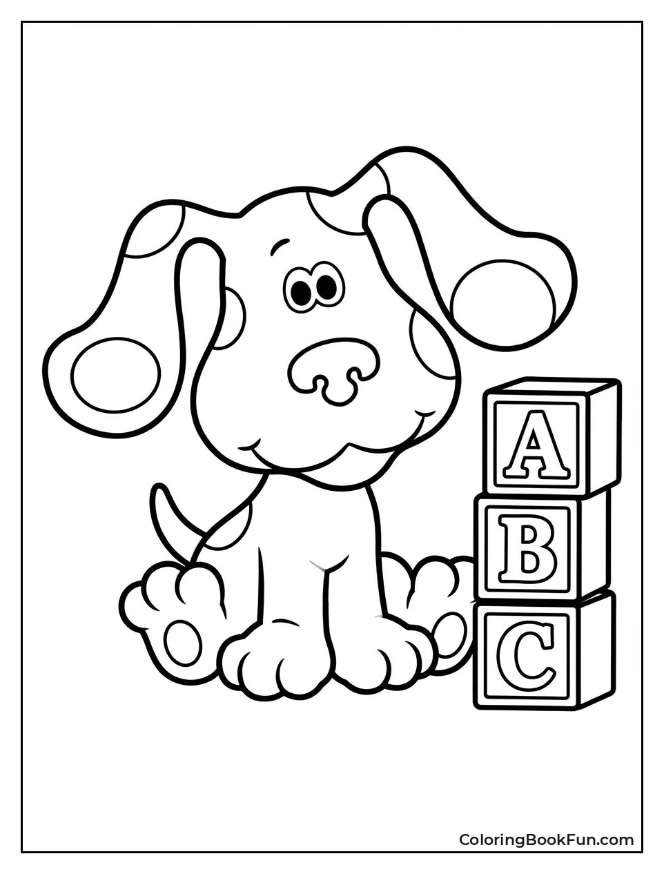 Blue Sits by Alphabet Blocks