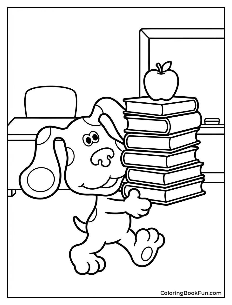 Green Puppy Carries School Books