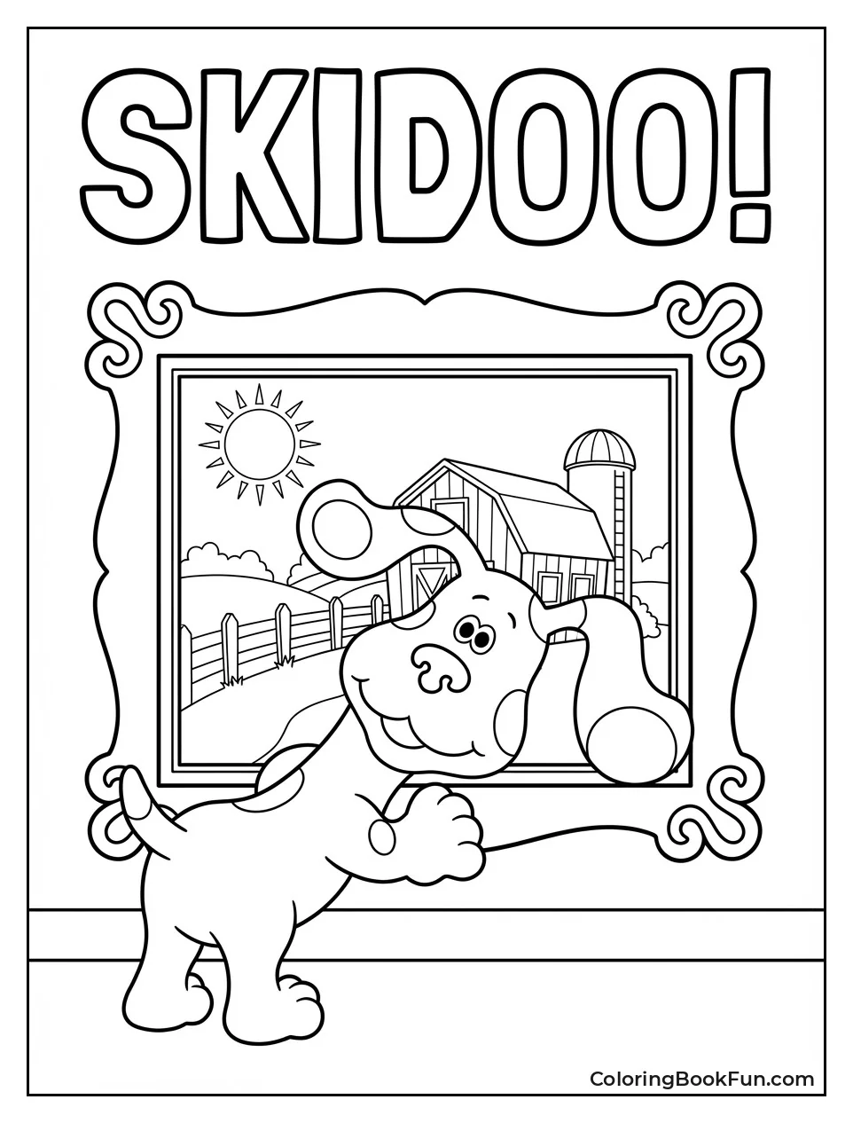 Blue Skidoos into Farm Picture