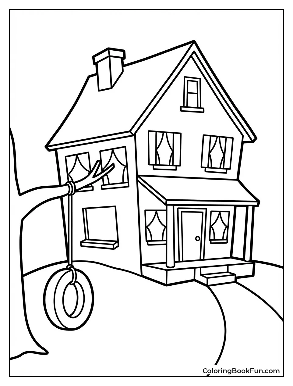 Yellow House with Tire Swing