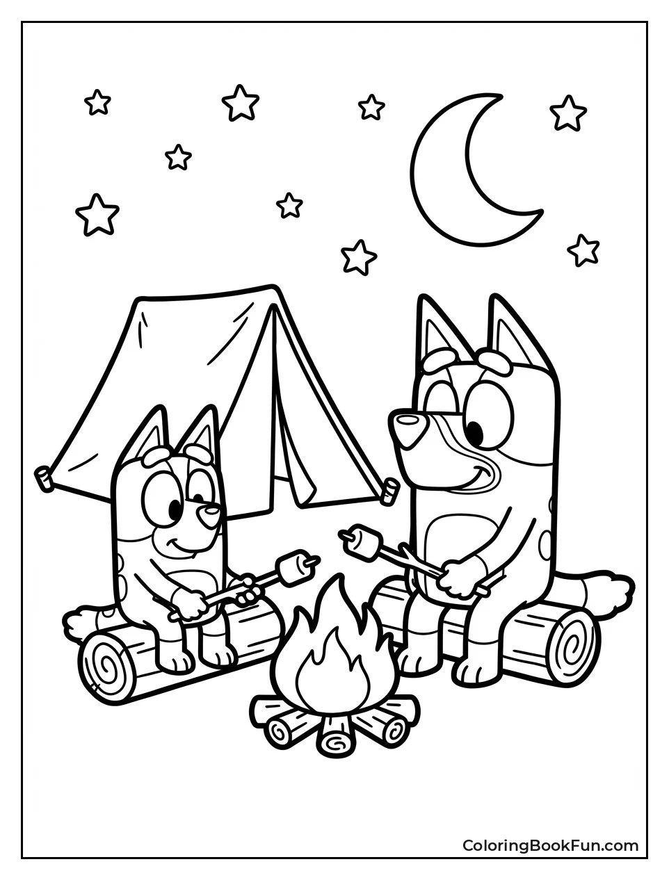 Girls Roasting Campfire Marshmallows