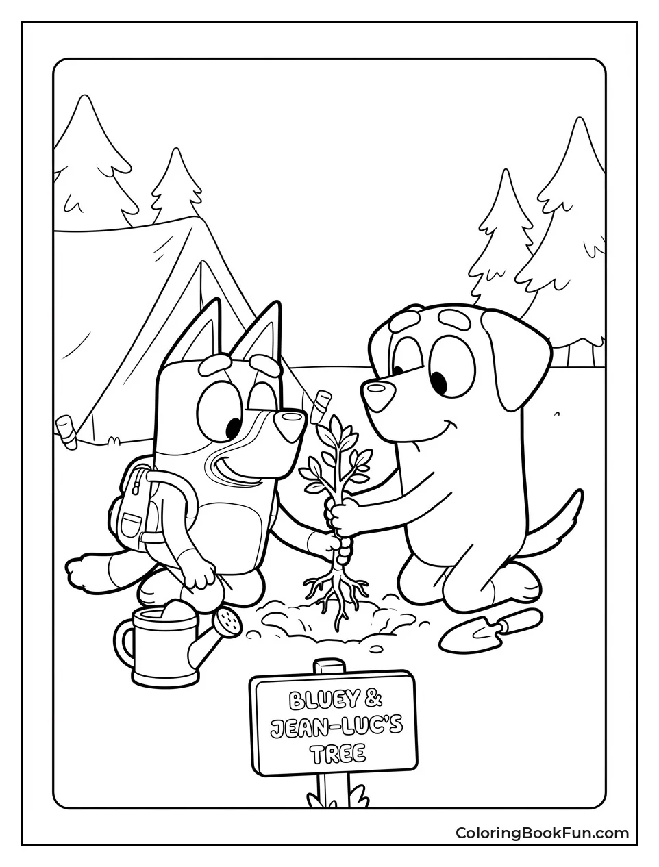 Bluey Planting Tree with Jean-Luc