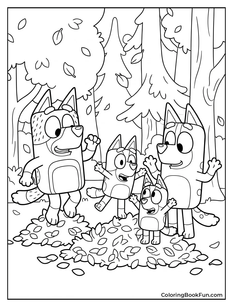 Bluey Jumping Fall Leaves