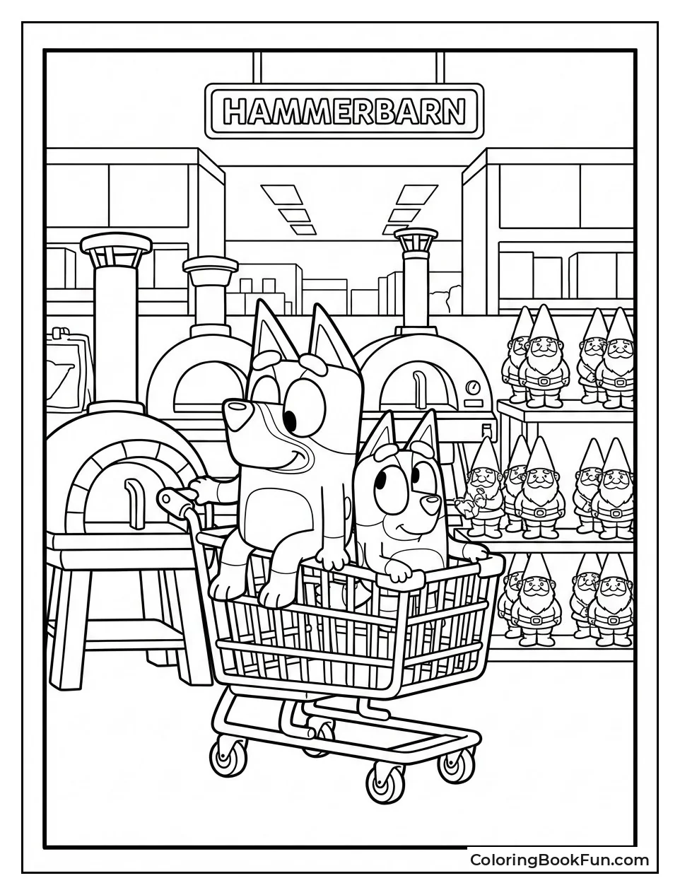 Bluey Riding Trolley at Store