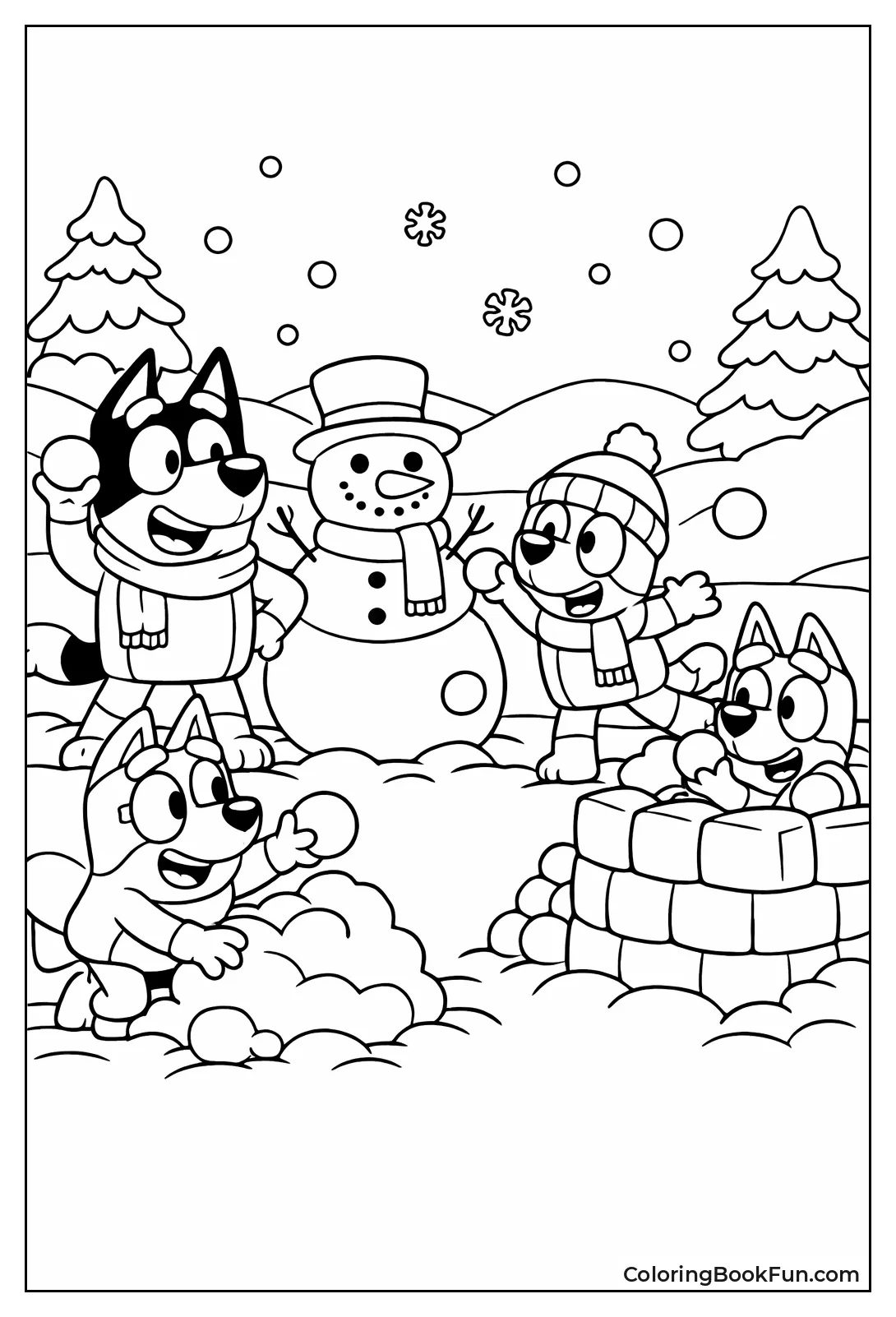 Bluey Building Snowmen