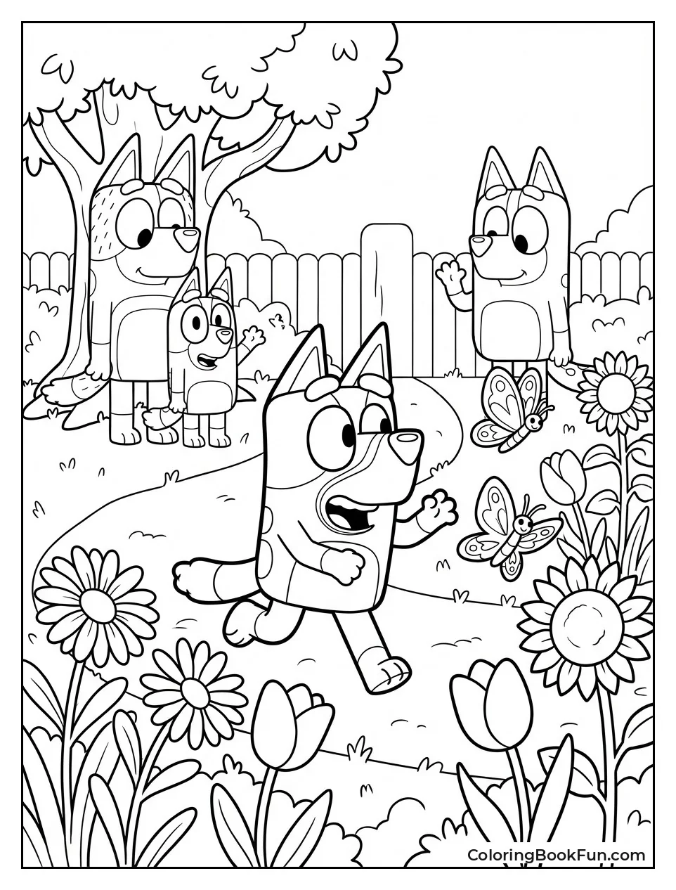 Bluey Chasing Spring Butterflies