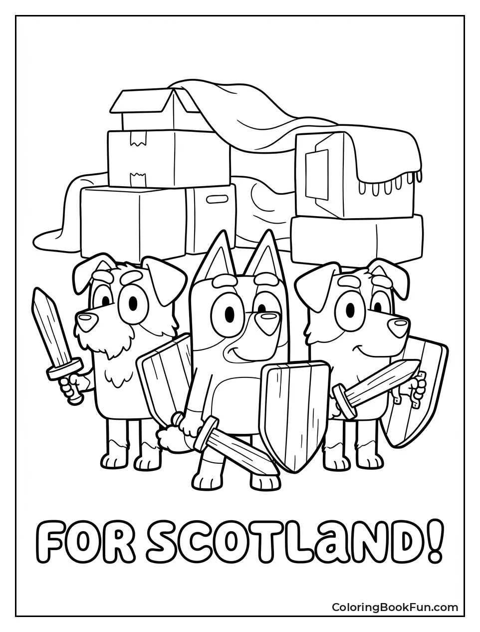 Terriers Guarding Wooden Fort