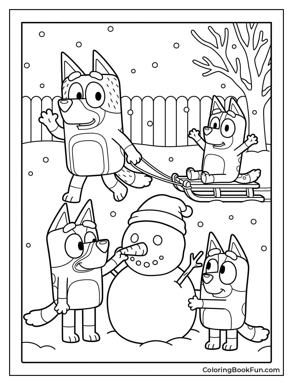 Bluey Building Winter Snowman
