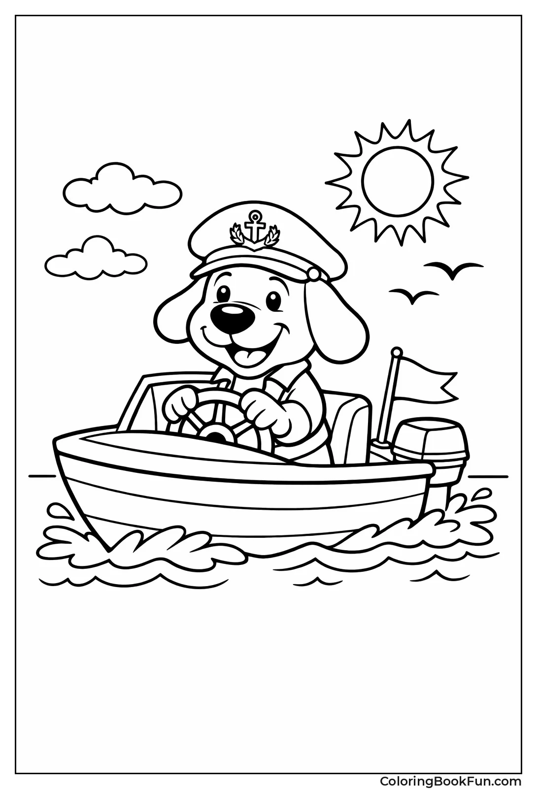 Dog Captain Steering Boat