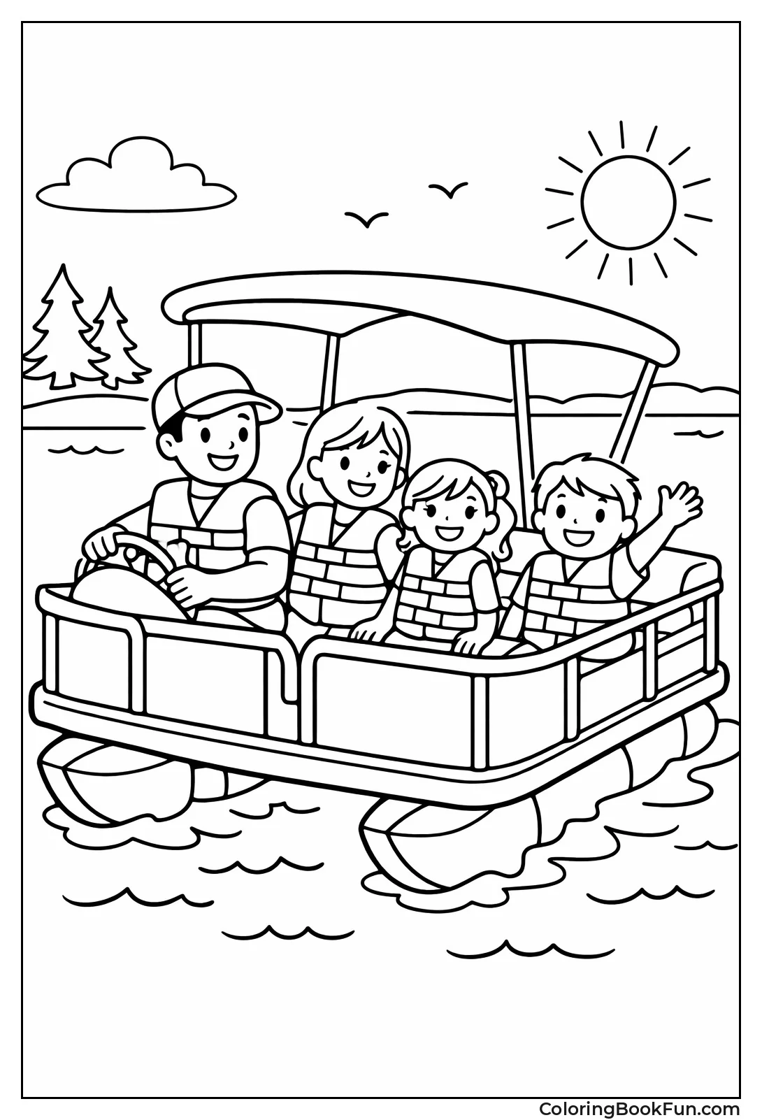 Family on Pontoon Boat