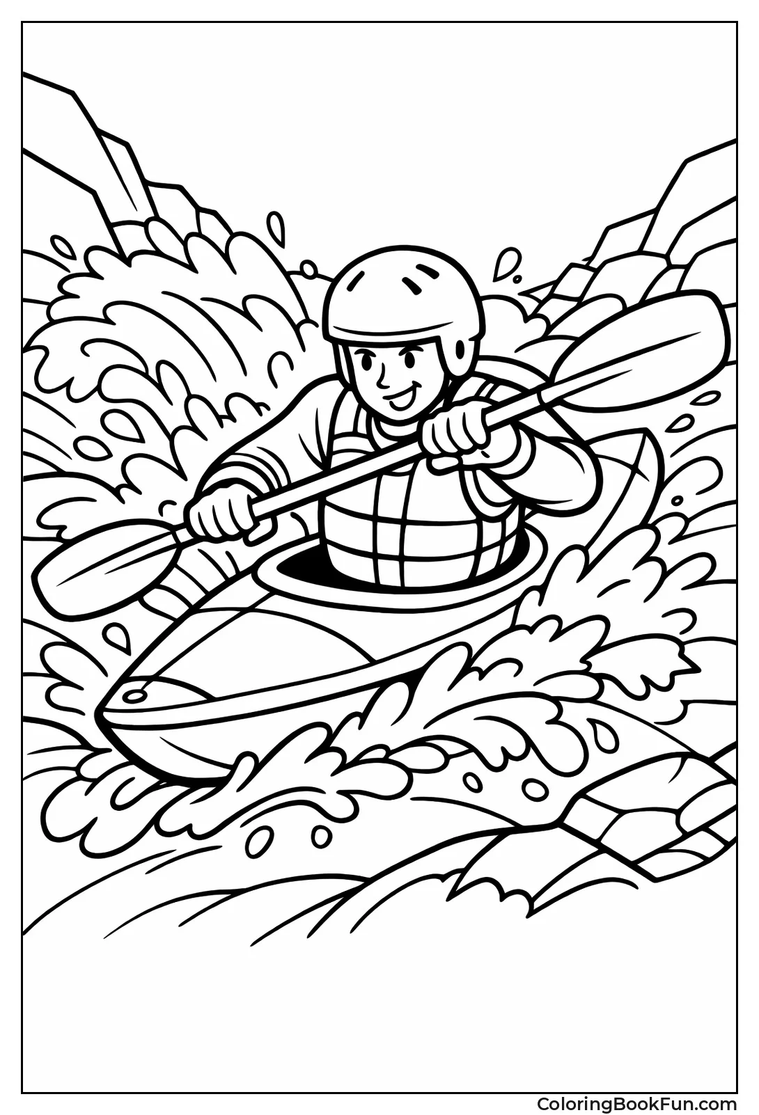 Kayaker in Rough Rapids