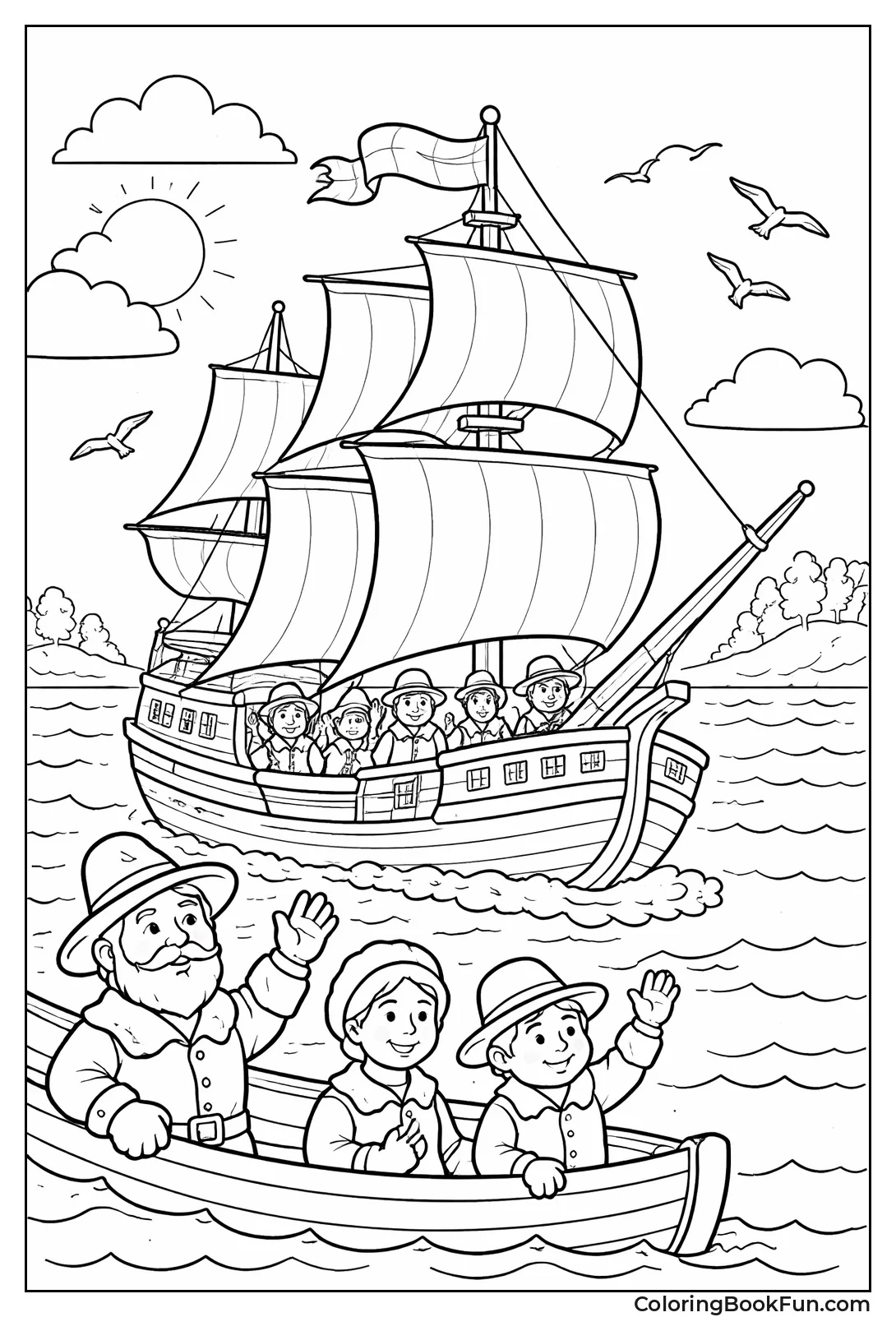 Mayflower Ship with Pilgrims