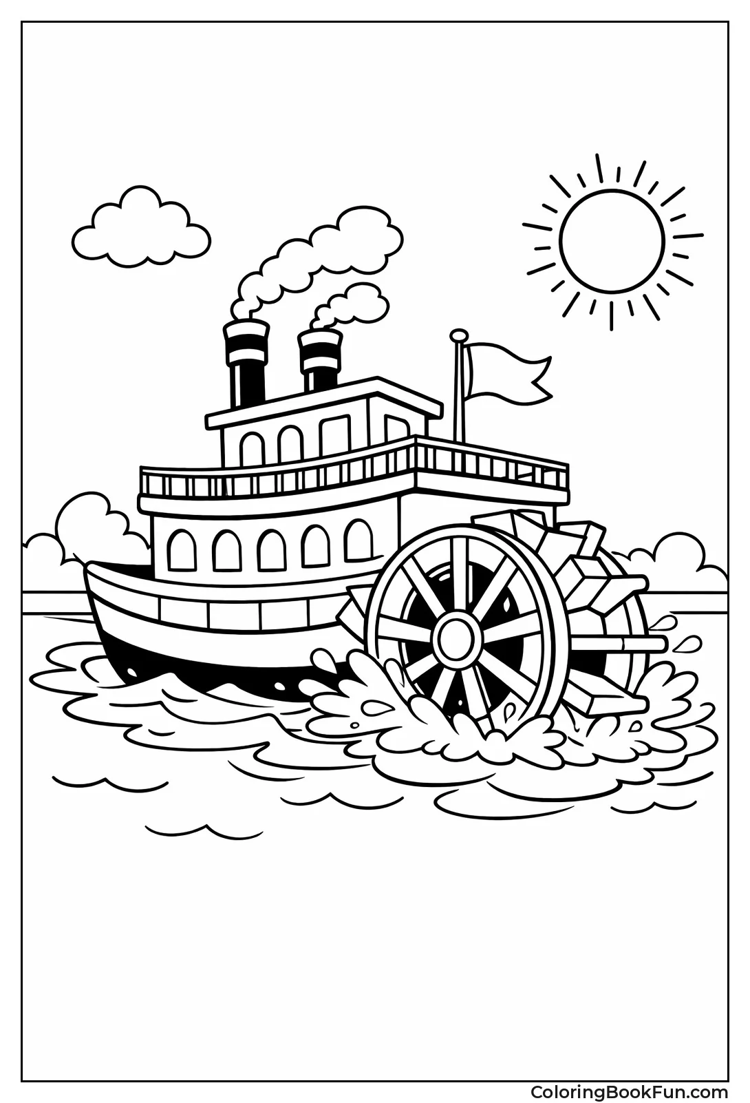 Paddle Steamer Churning Water