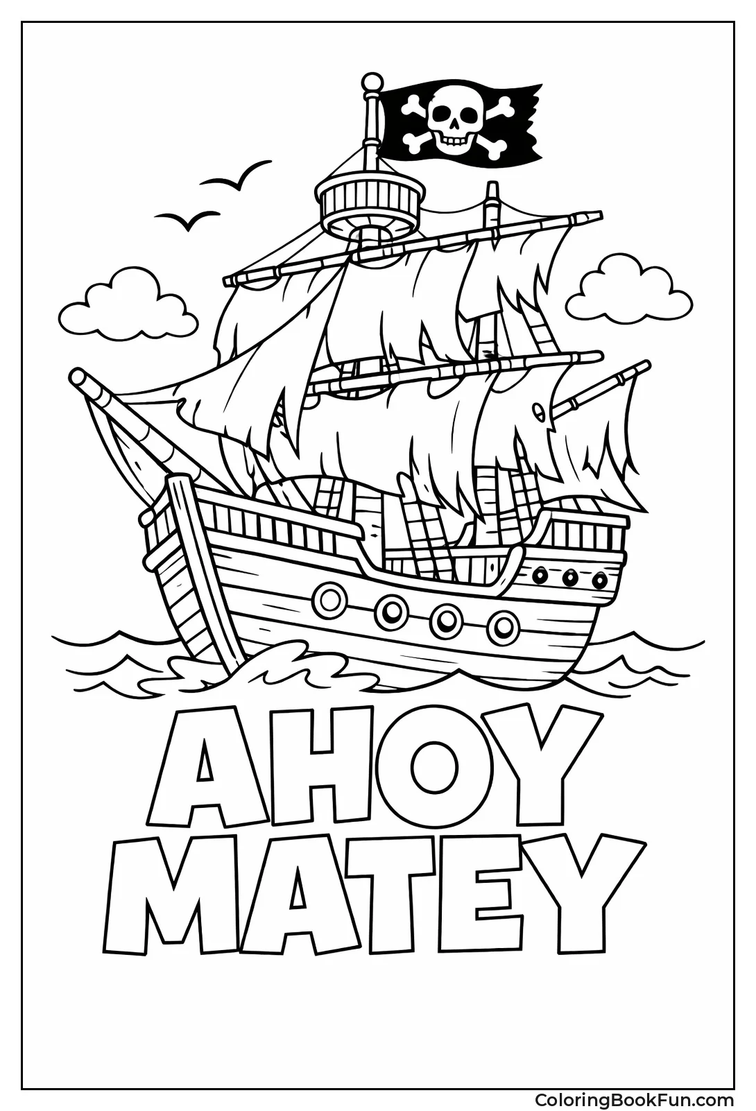 Pirate Ship with Jolly Roger