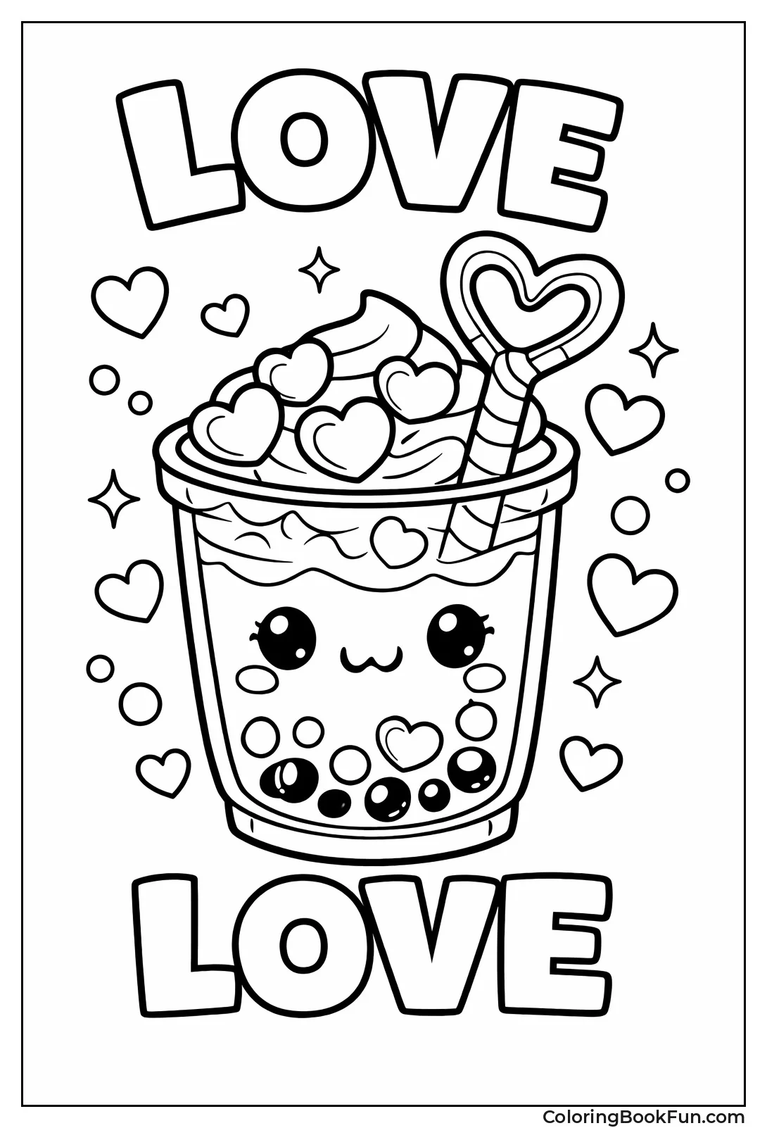 Heart Straw Strawberry Boba