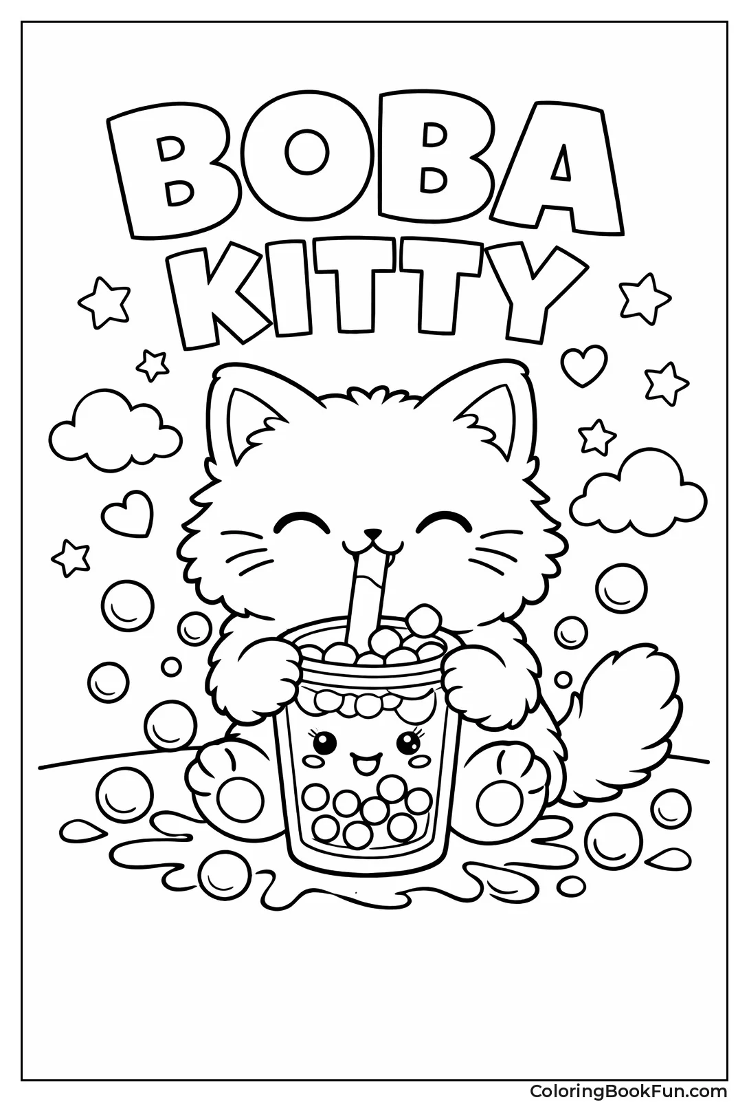 Fluffy Kitty Drinking Boba