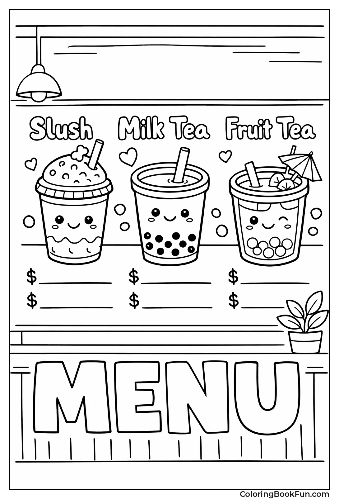 Cafe Boba Menu Board