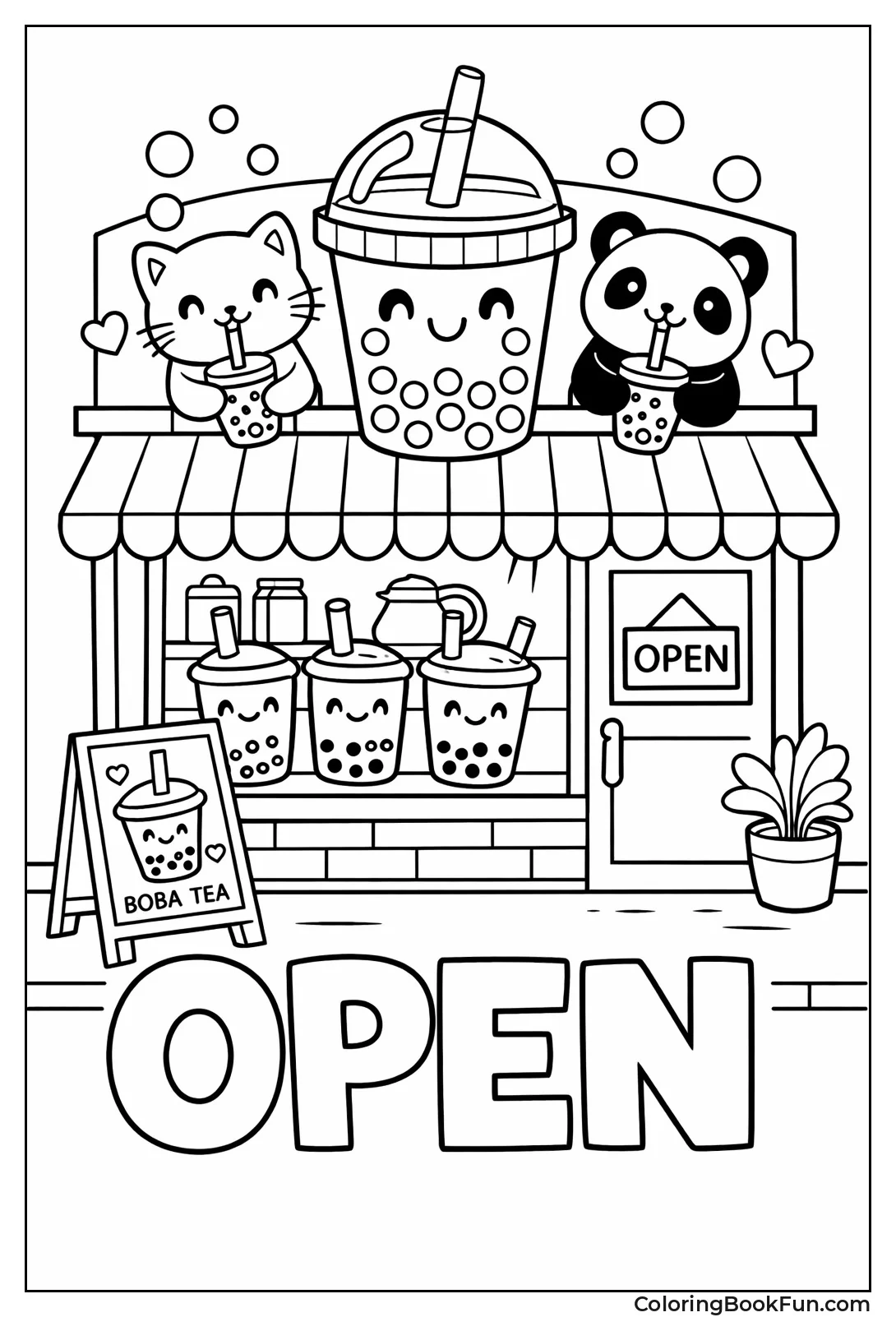 Charming Boba Shop Front