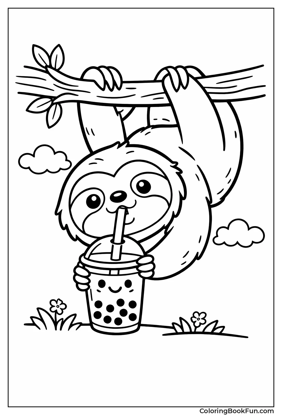 Sloth Sipping Boba Slowly