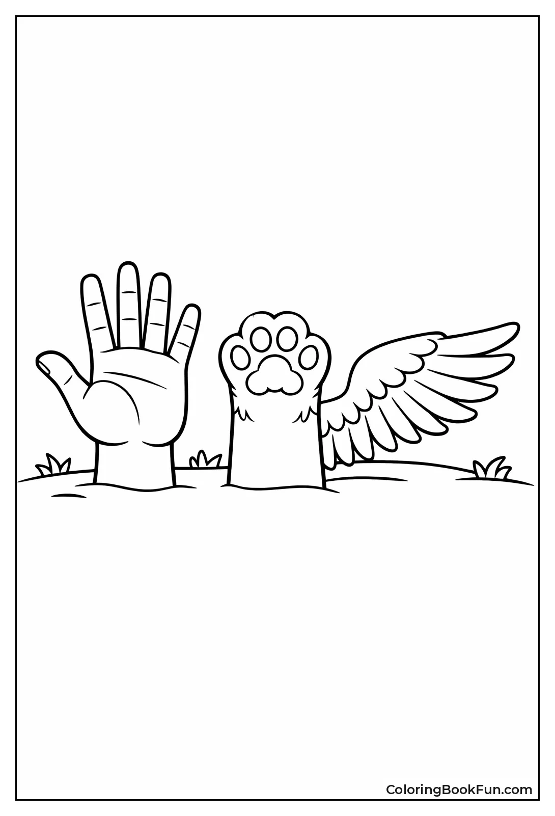 Hand Beside Animal Paws