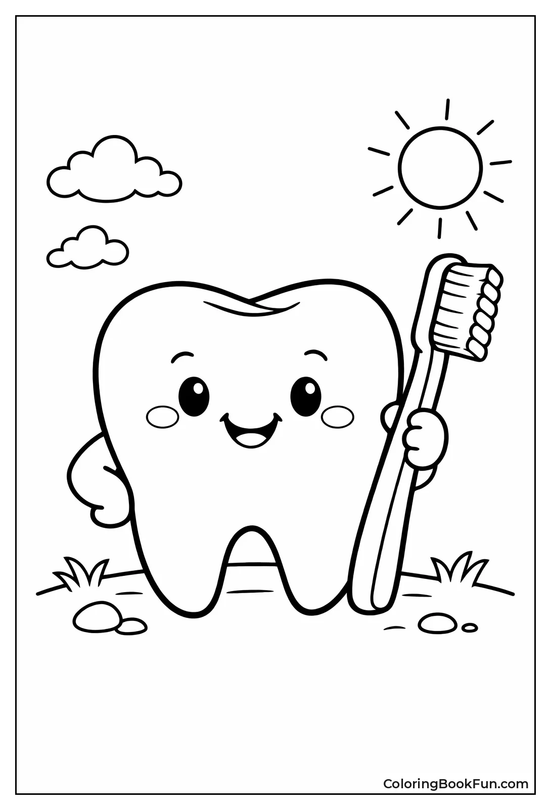 Cute Tooth with Toothbrush