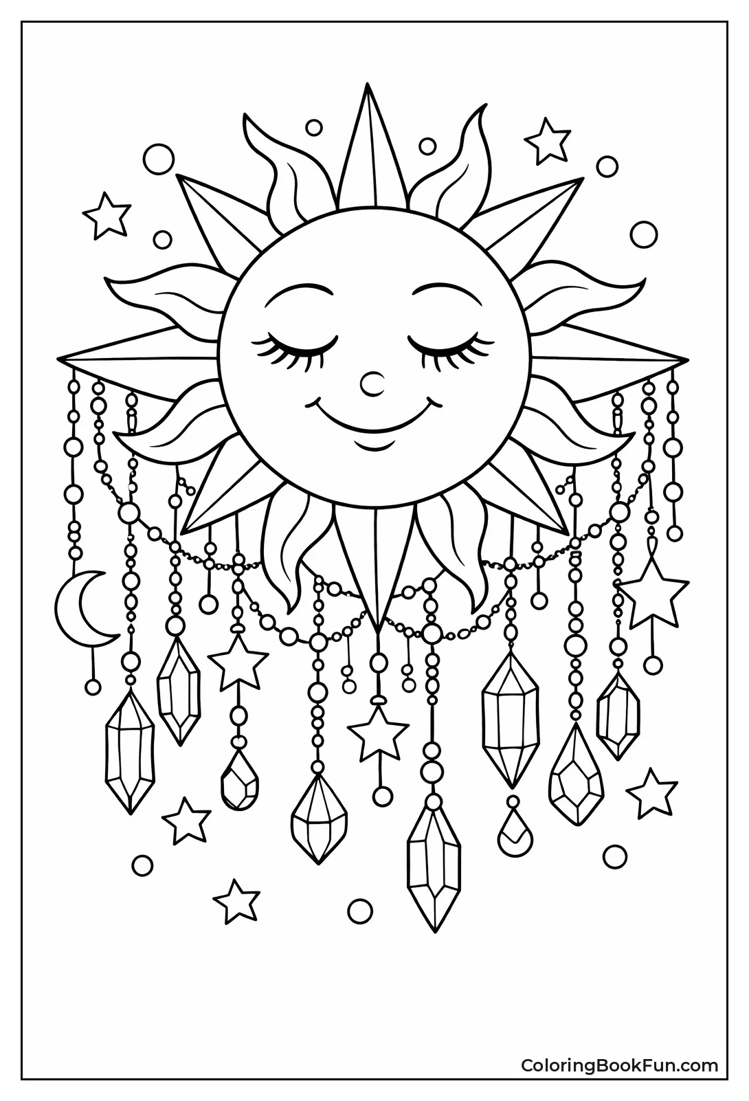 Boho Sun with Hanging Crystals