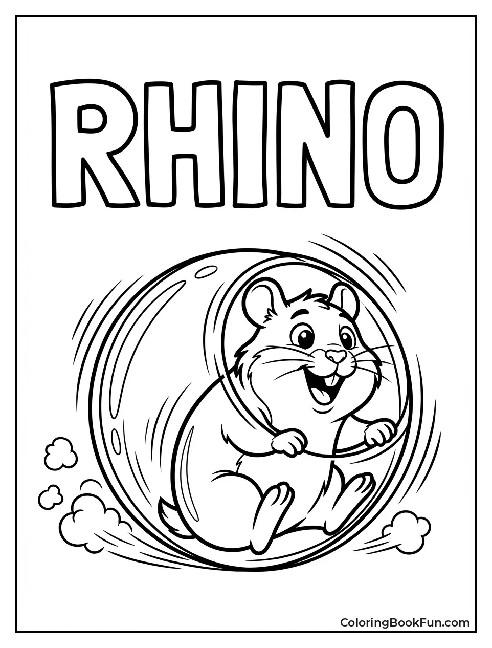 Excited Rhino Rolls in Ball