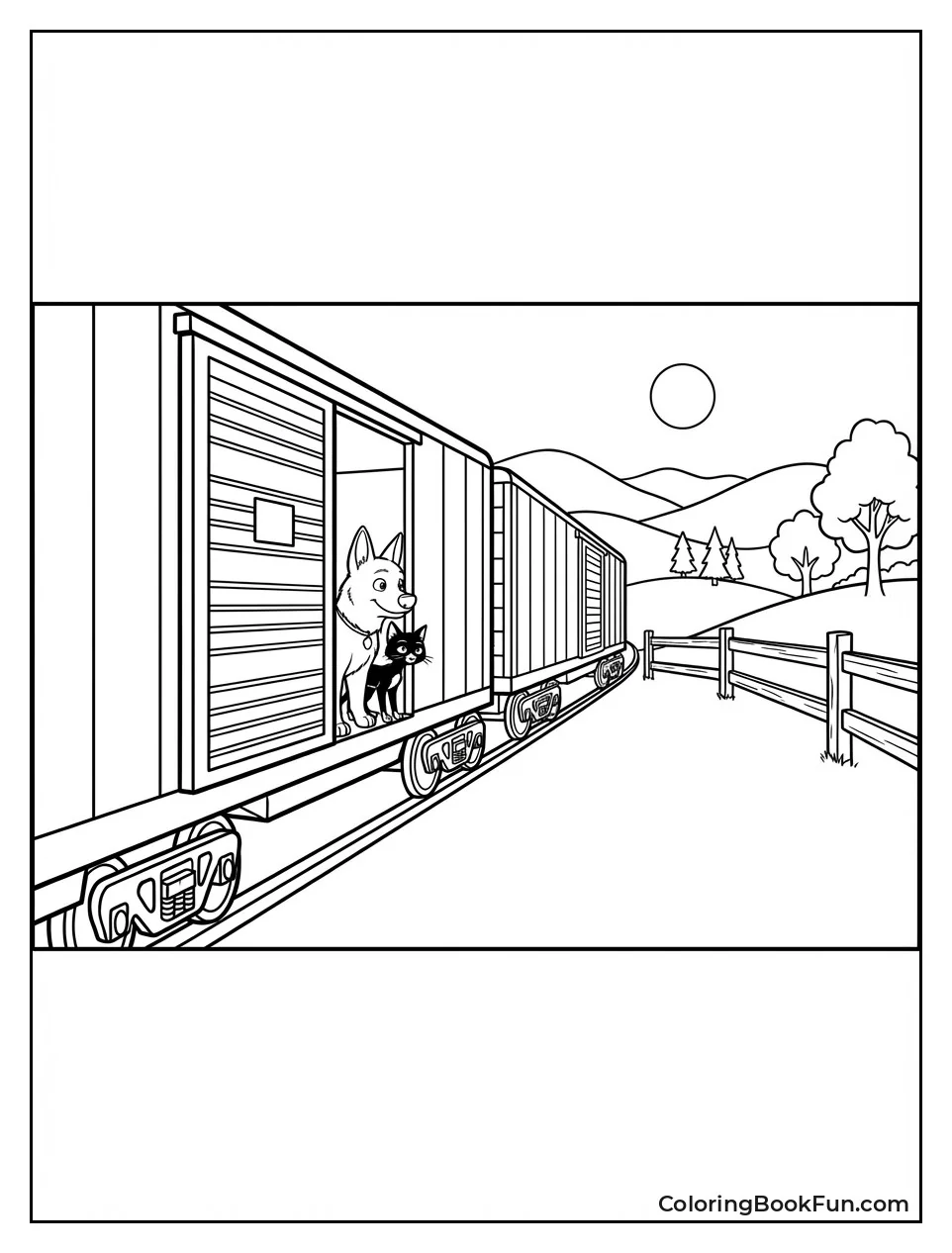 Train Rolls through Countryside