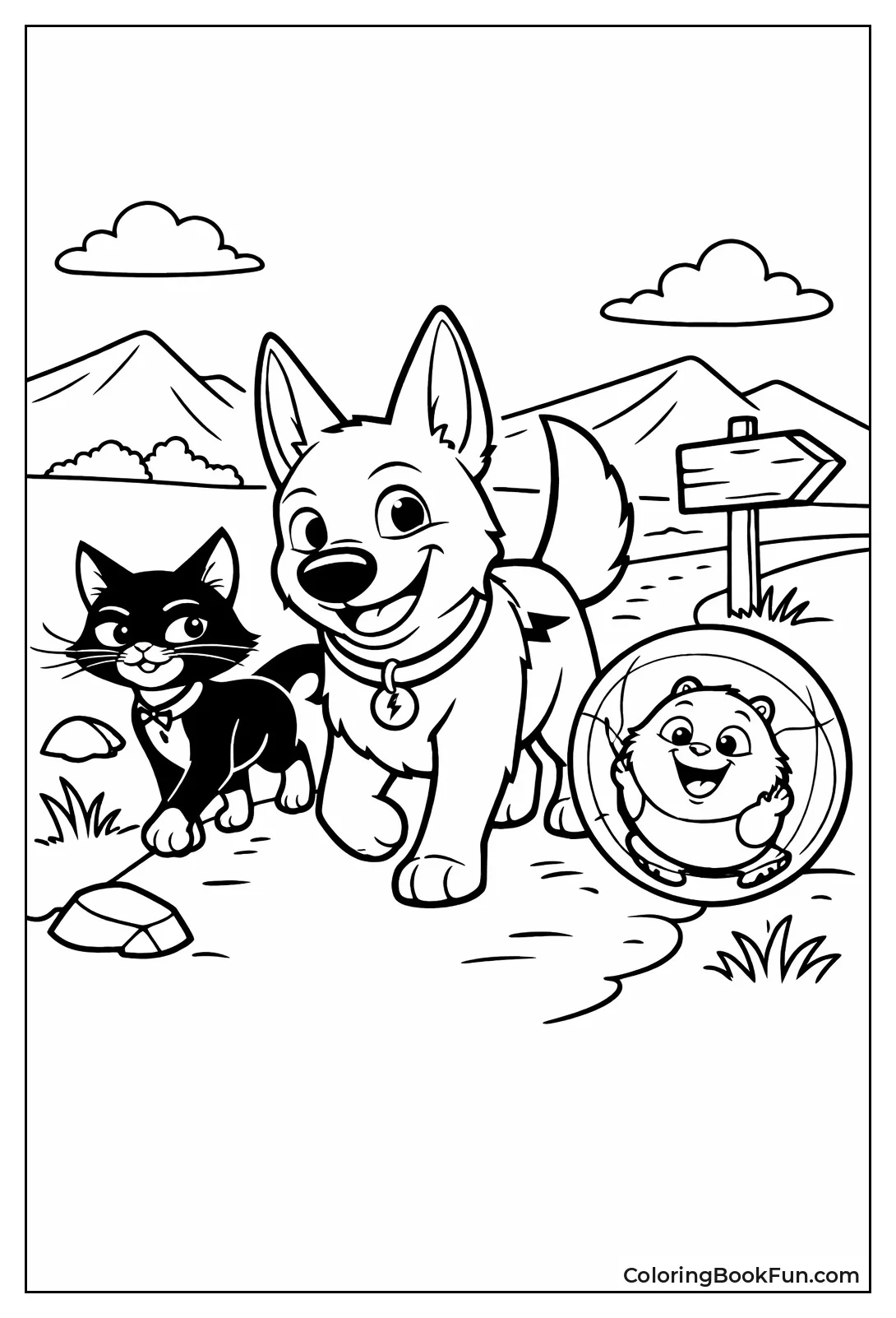 Bolt, Mittens, and Rhino Walk Together