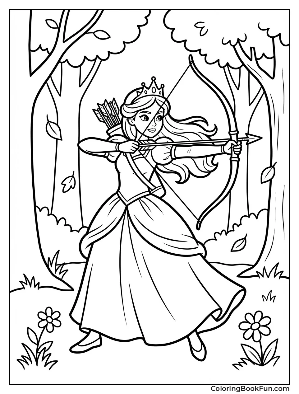 Princess Shooting Bow and Arrow