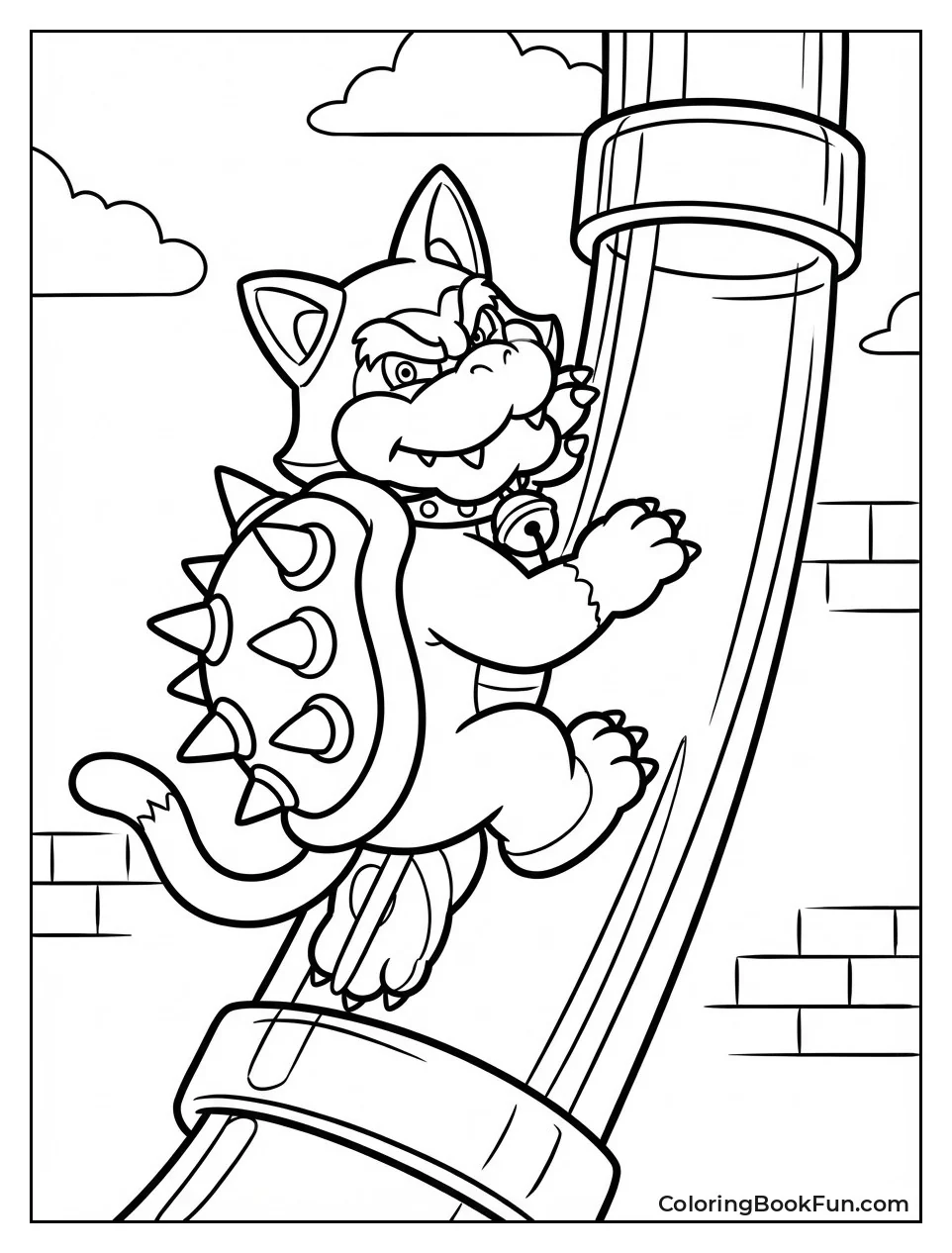 Meowser Climbs Clear Pipe