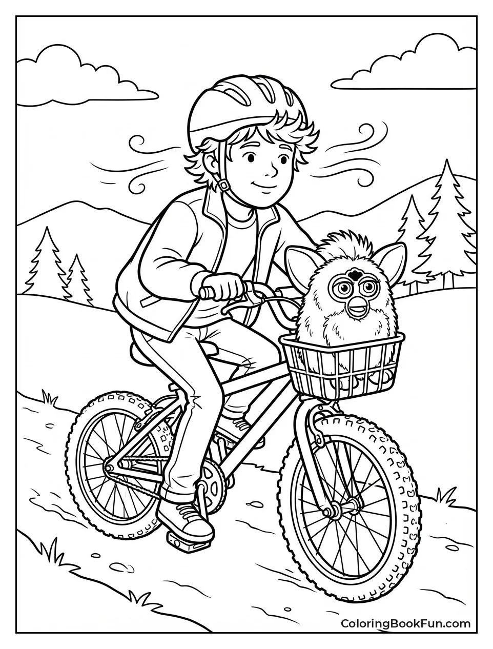 Boy Biking with Furby