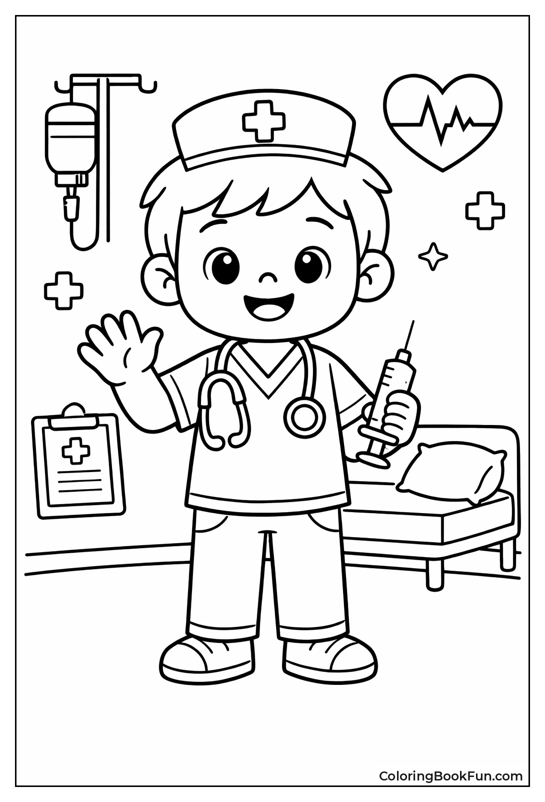 Boy Nurse Waving Hello