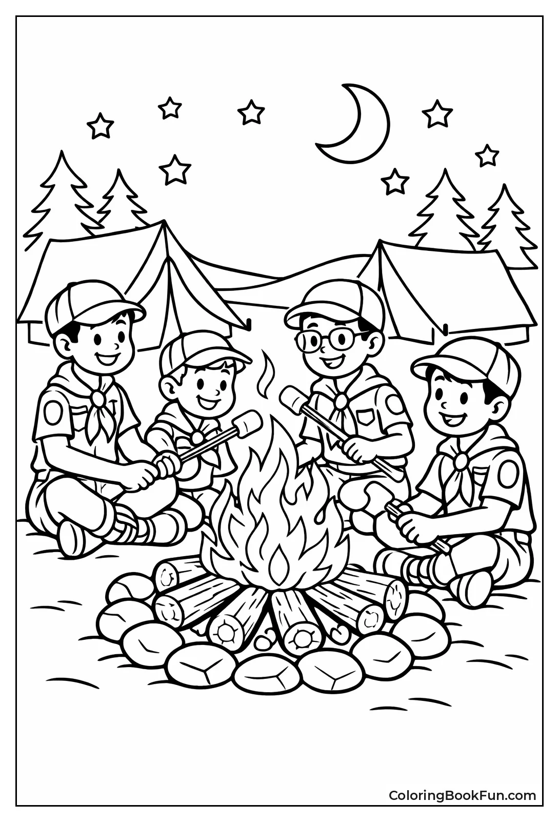 Scouts Roast Marshmallows at Fire