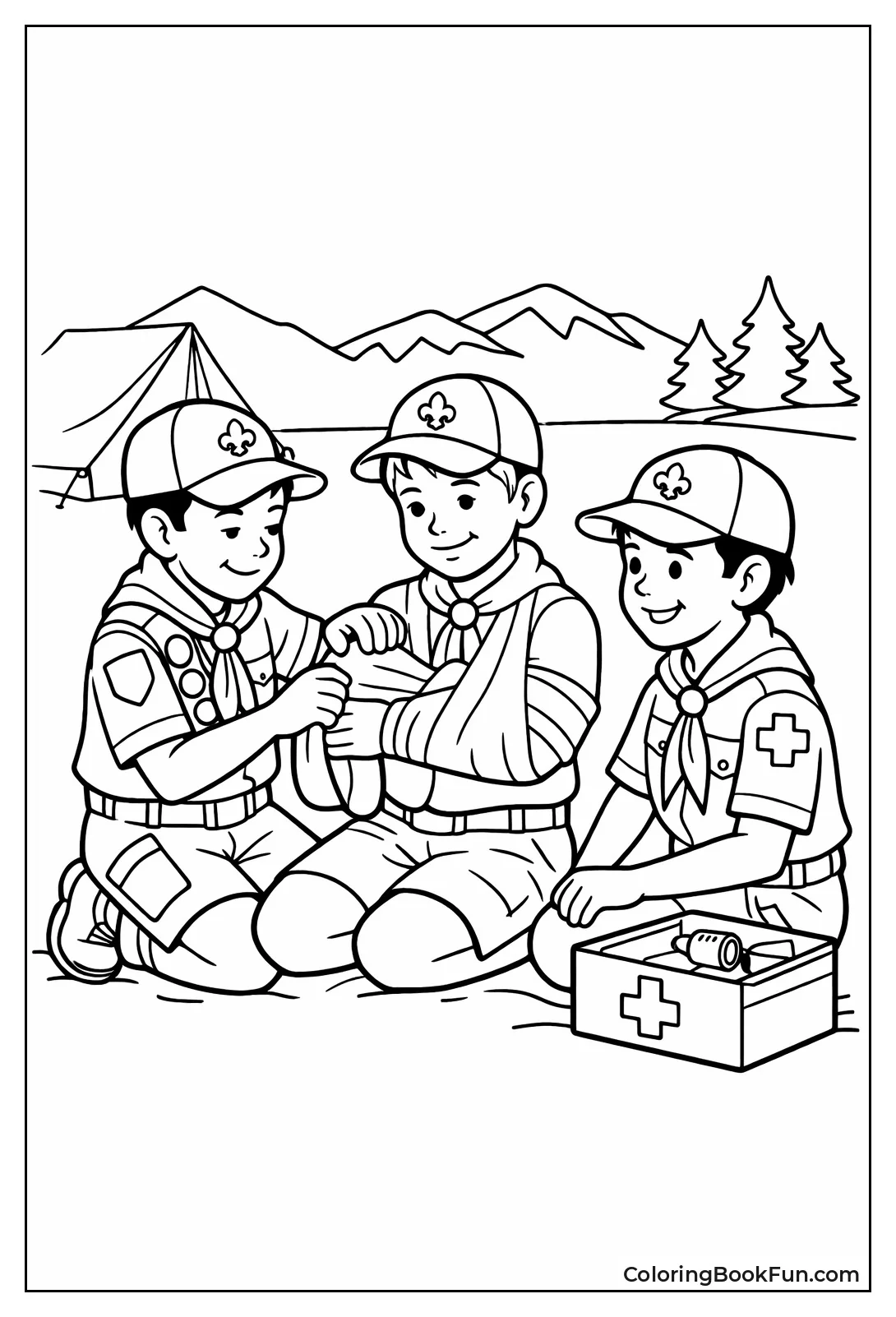 Scouts Practice First Aid Bandage