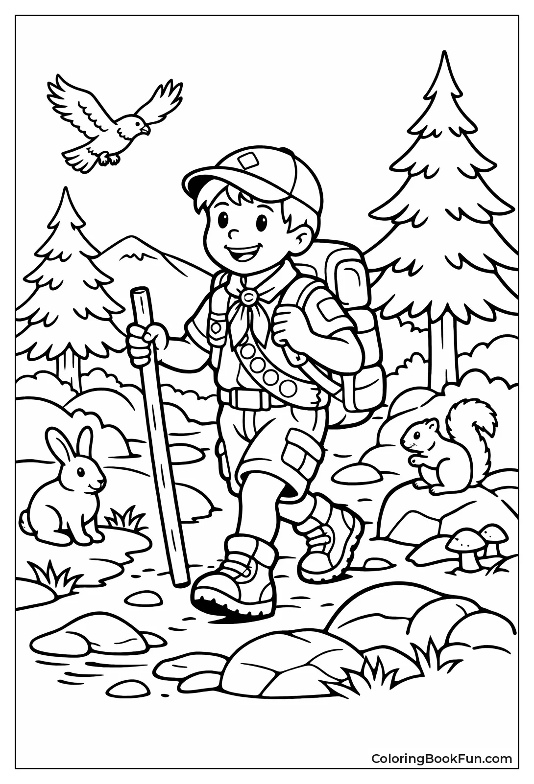 Scout Explores Thick Forest Path