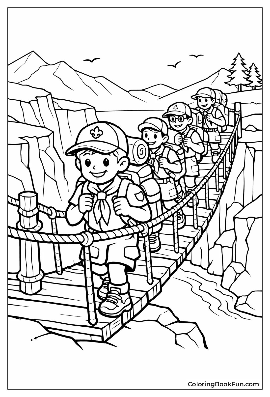 Scouts Cross Canyon Suspension Bridge