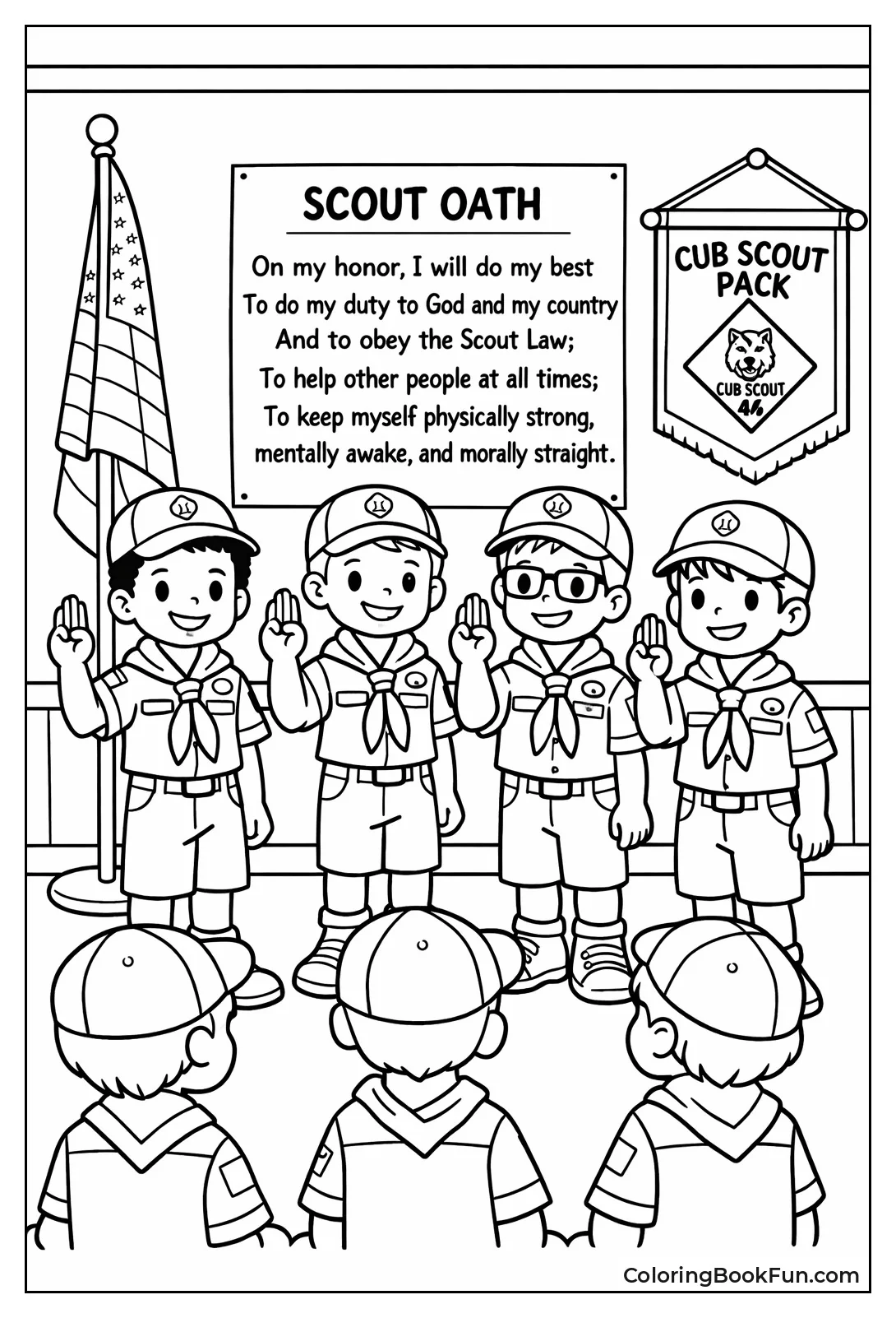 Cubs Meet with Flags Indoors