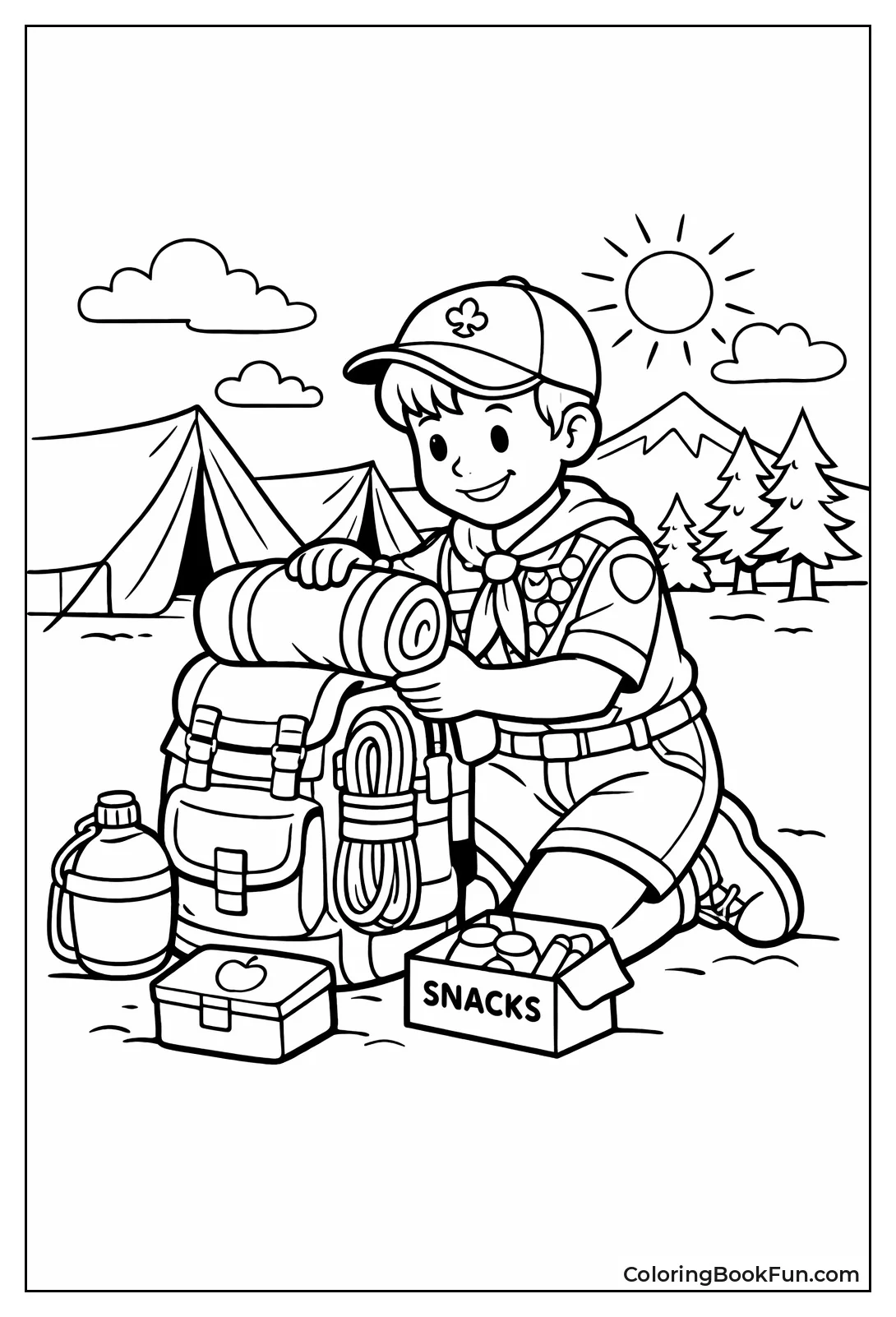 Scout Packs Gear for Camp