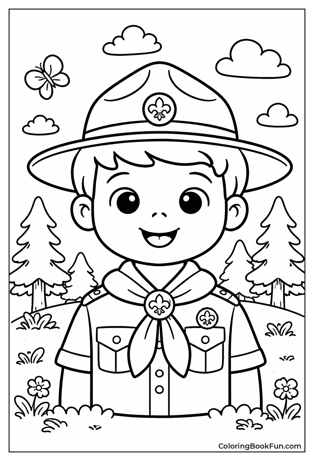 Smiling Scout Wears Campaign Hat
