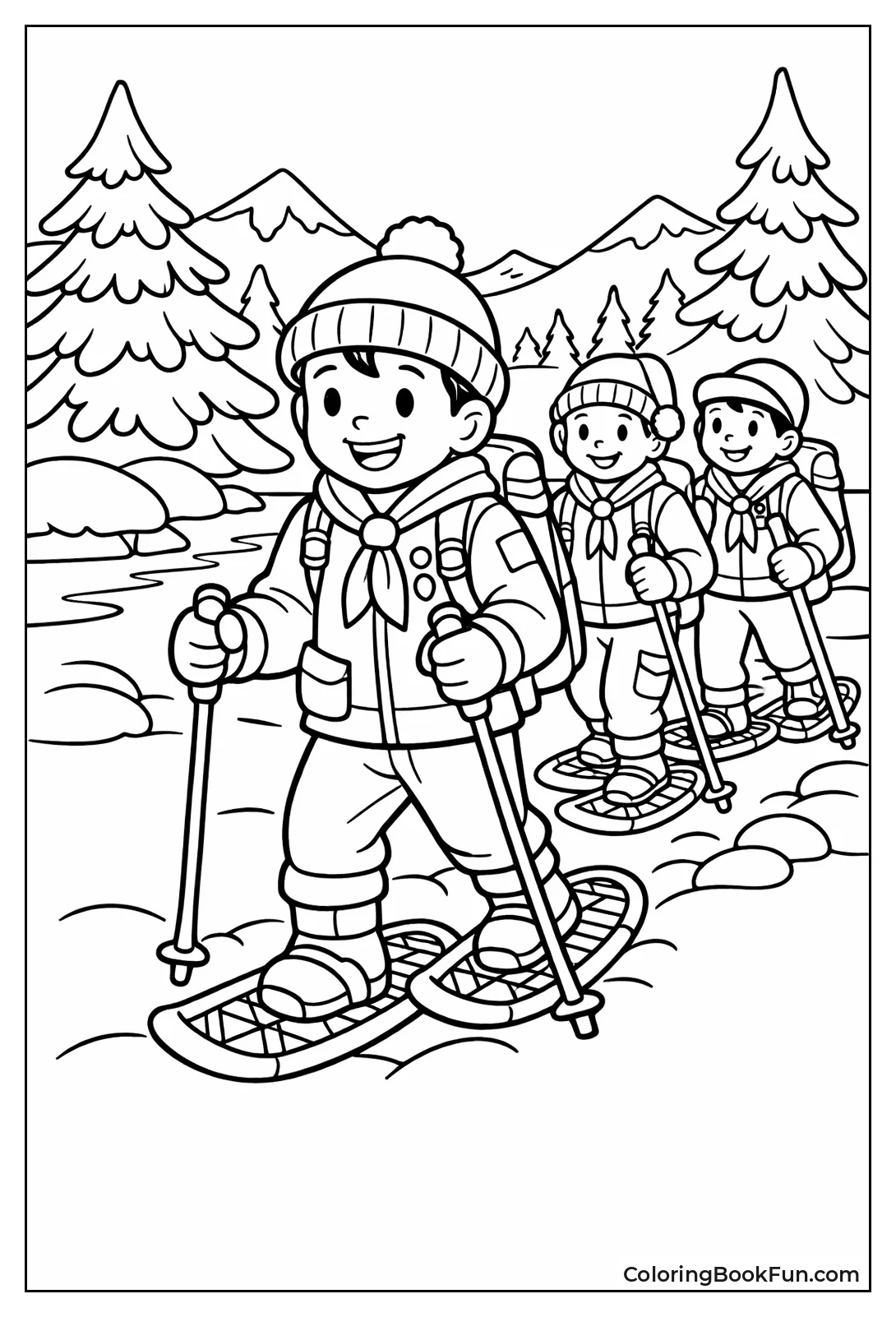 Scouts Snowshoe through Winter Woods