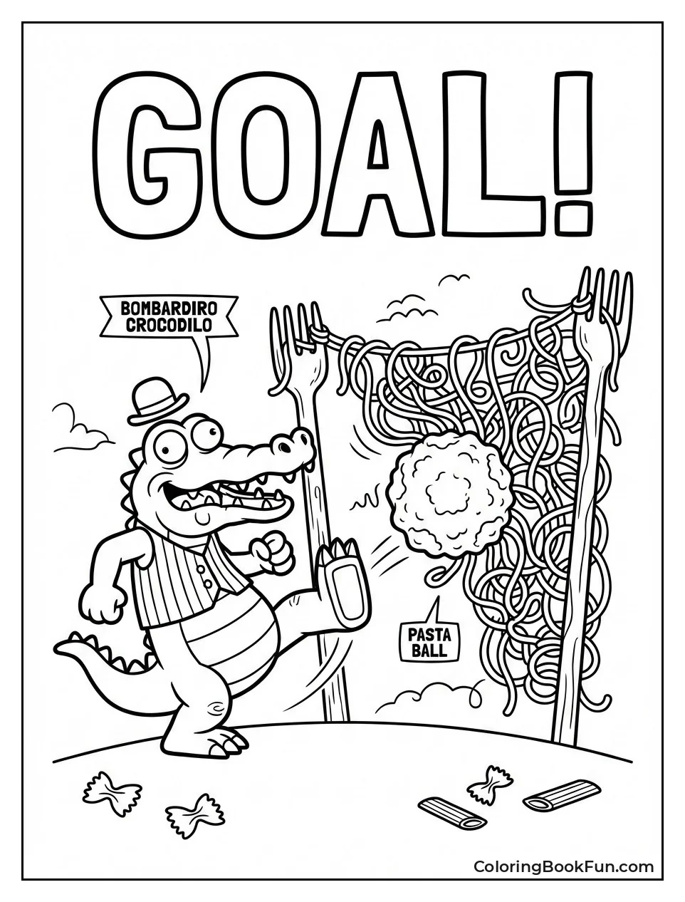 Crocodile Kicks Dough into Spaghetti Net