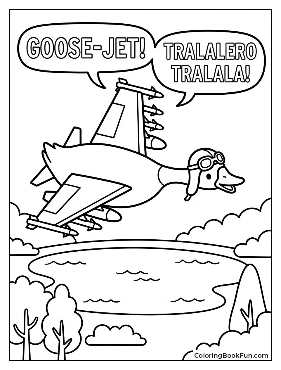 Goose Jet Glides over Lake