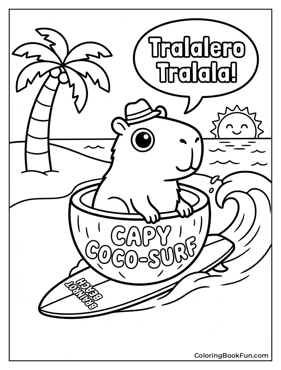 Capybara Surfs Wave in Coconut