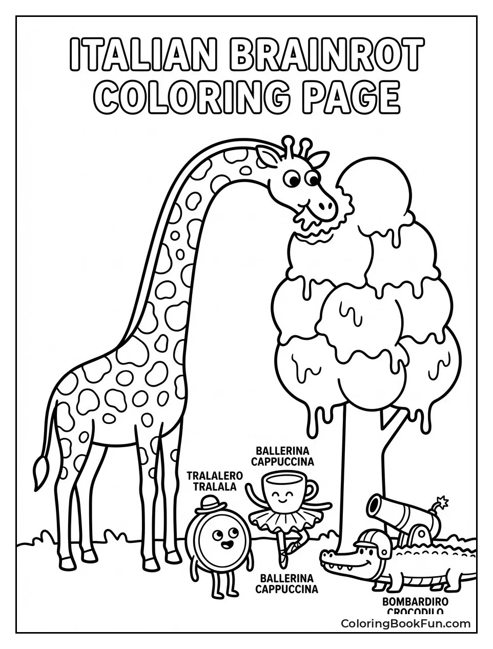 Gelato Giraffe Eats Ice Cream Tree