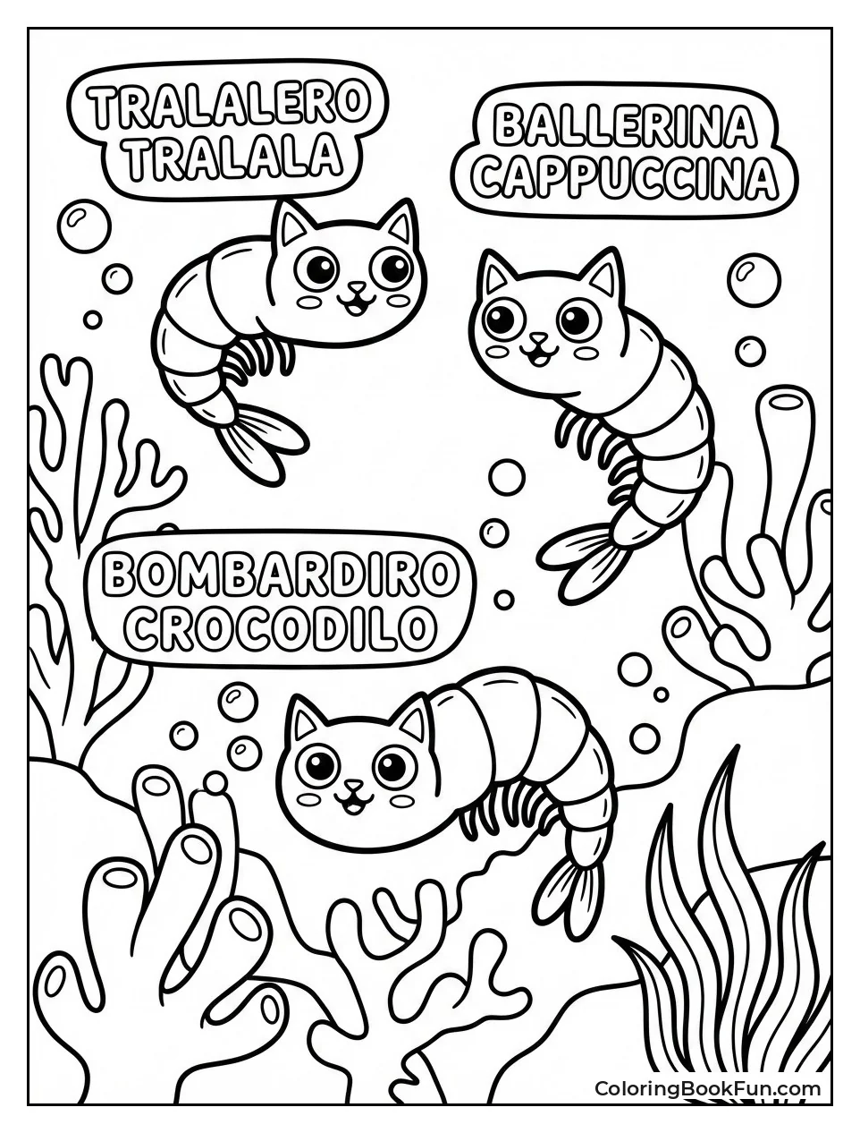 Cat Shrimp Swims Coral Reef