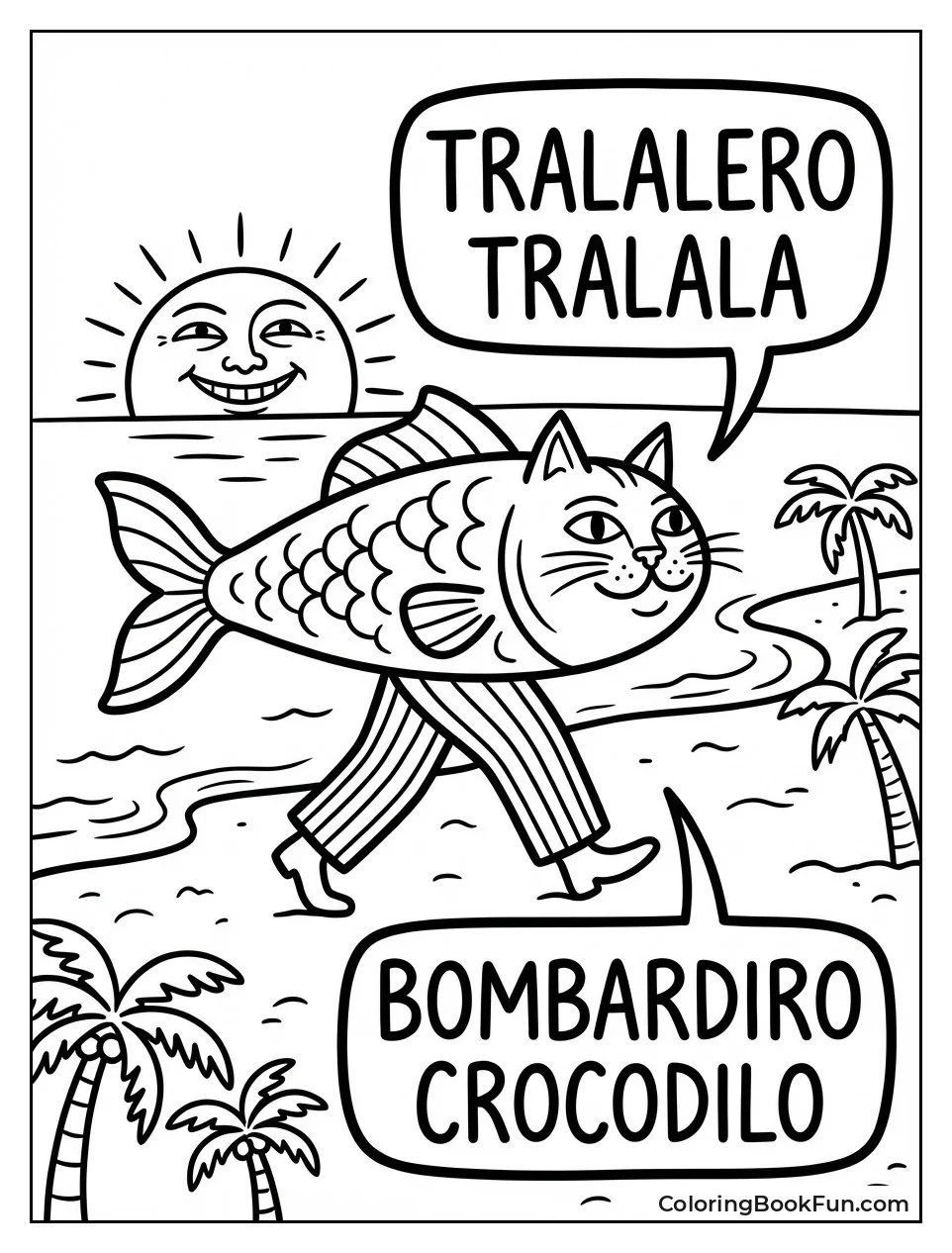 Cat Fish Walks Sunset Shore